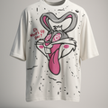 White t-shirt with cartoon character design