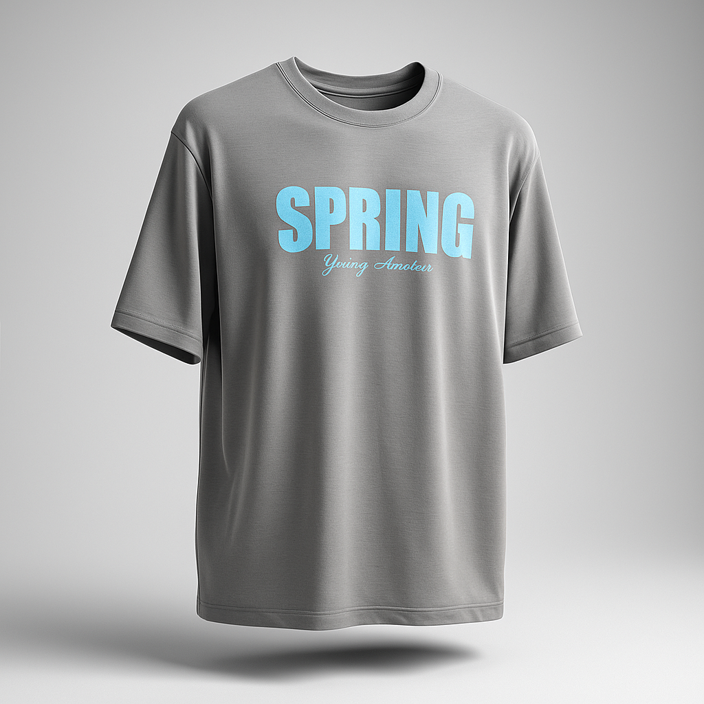 Gray t-shirt with 'SPRING' printed 