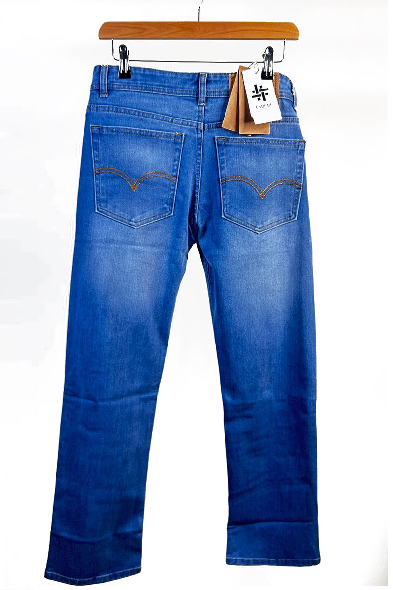 Fabure Men's Straight Fit Denim Jeans - Dark Blue Multiple Sizes