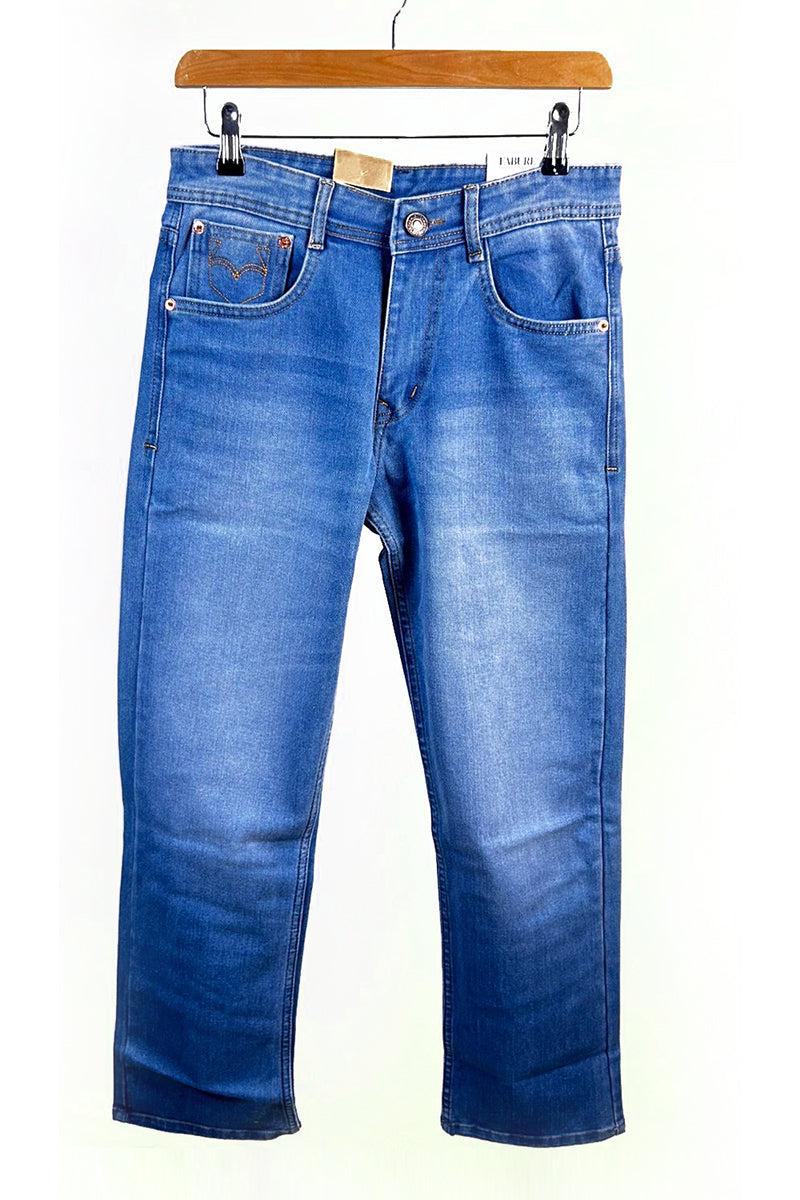 Fabure Men's Straight Fit Denim Jeans - Dark Blue Multiple Sizes