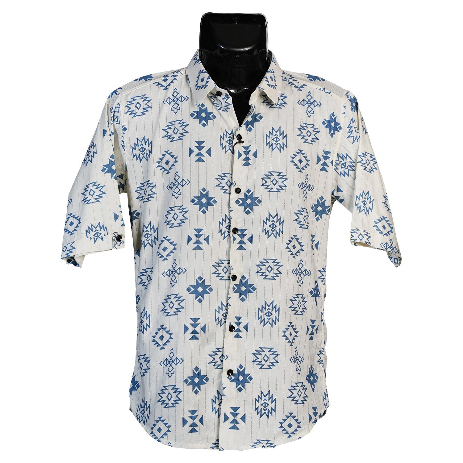 Fabure White shirt with blue geometric pattern