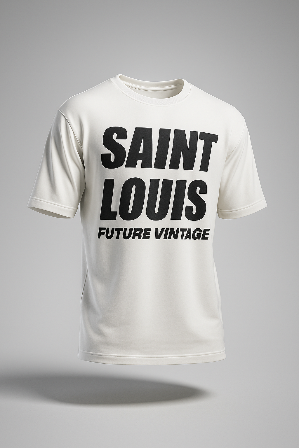 White t-shirt with 'SAINT LOUIS FUTURE VINTAGE' text