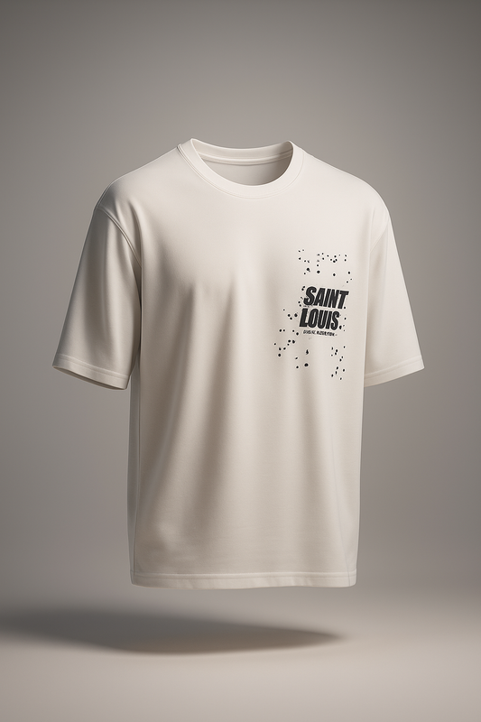White t-shirt with 'Saint Louis' print