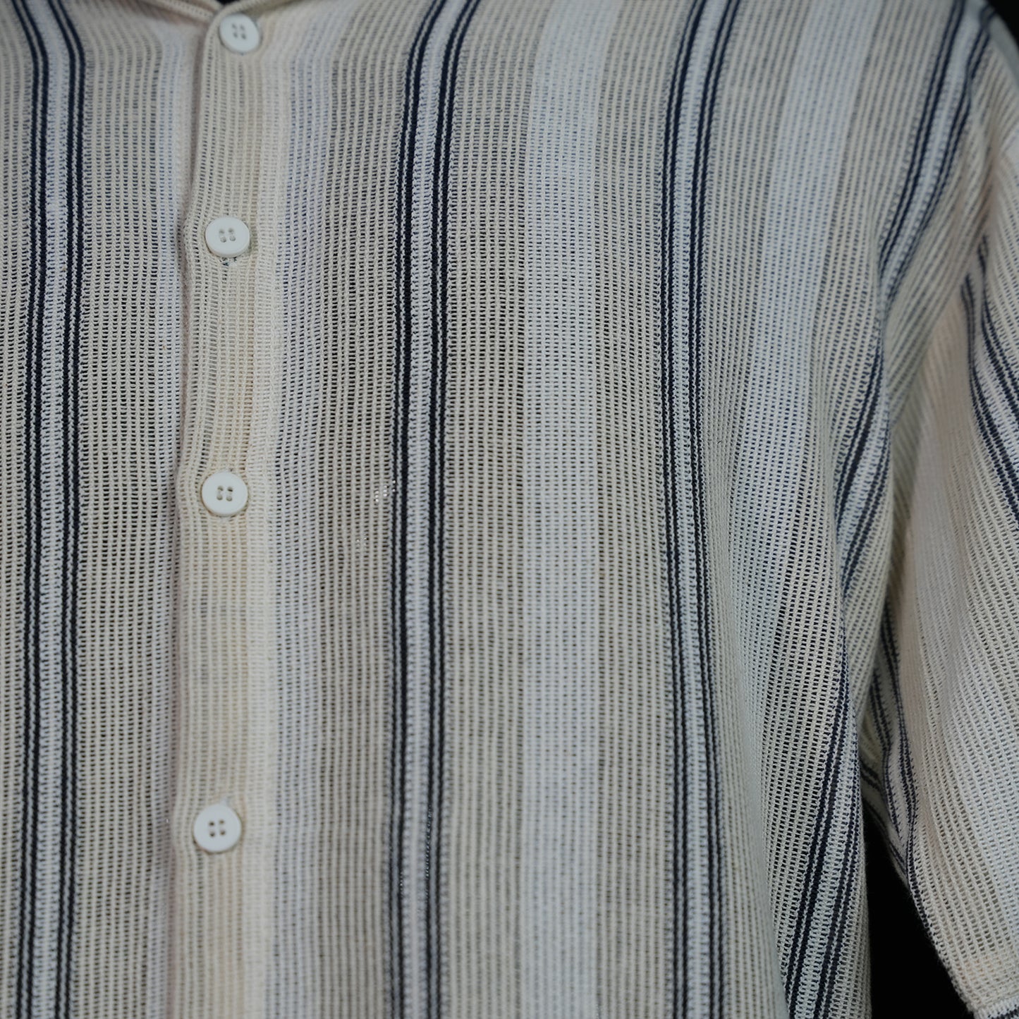 Striped Open-Weave Casual Shirt